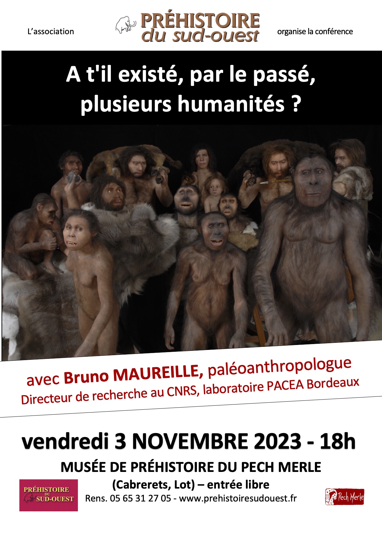 Lire la suite à propos de l’article Conférence Bruno Maureille, Vendredi 3 novembre 2023, 18h, musée du PECH-MERLE
